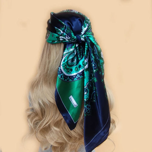 Luxury Brand Scarf Top Women Summer Satin Foulard Bandana Cheveux Soft