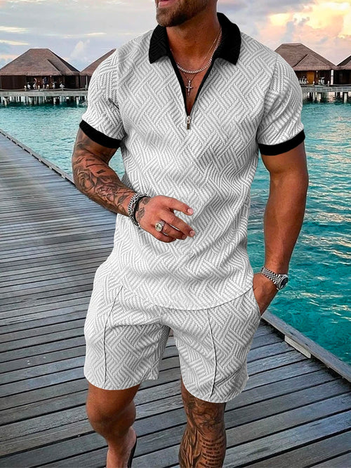 New Abstract 3D Print Polo Shirts Shorts Sets Men's Fashion Tracksuits