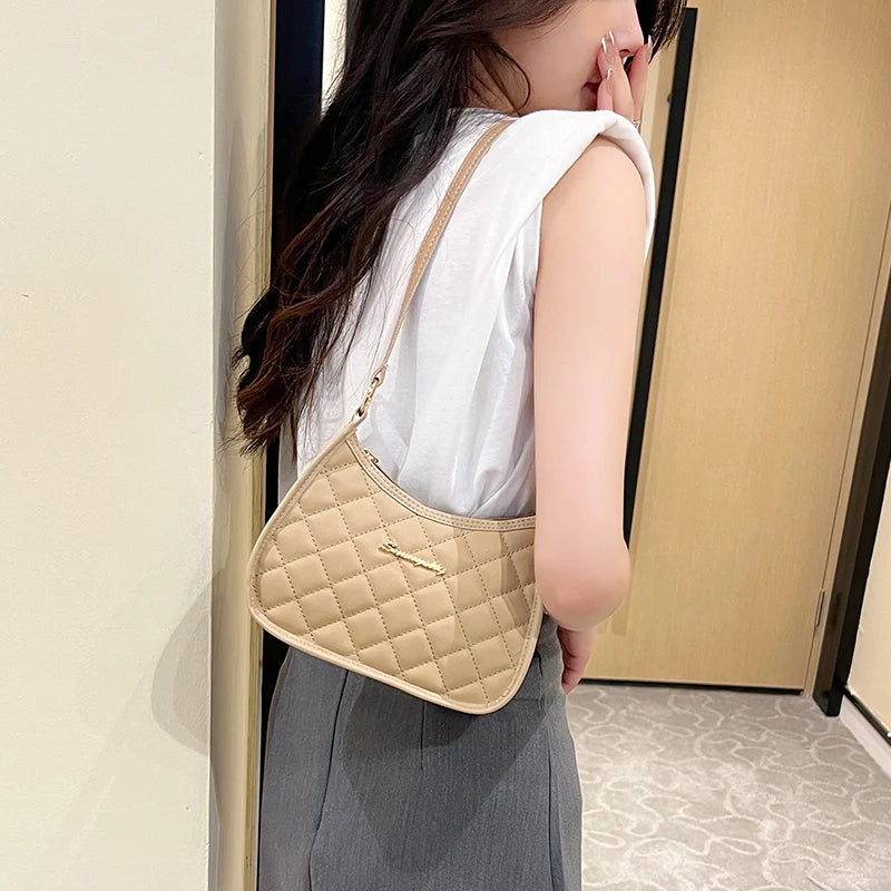 Women Soft Faux Ladies Crossbody Bag Underarm Bag Retro Handbag