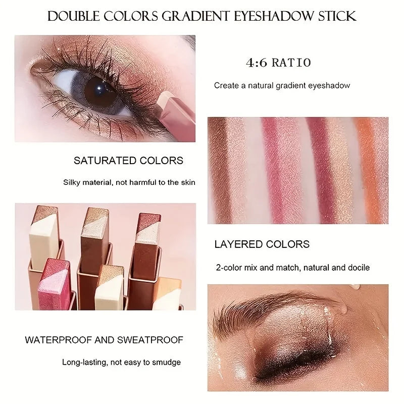 Two Color Gradient Eye Shadow Stick Three Dimensional Natural  Without