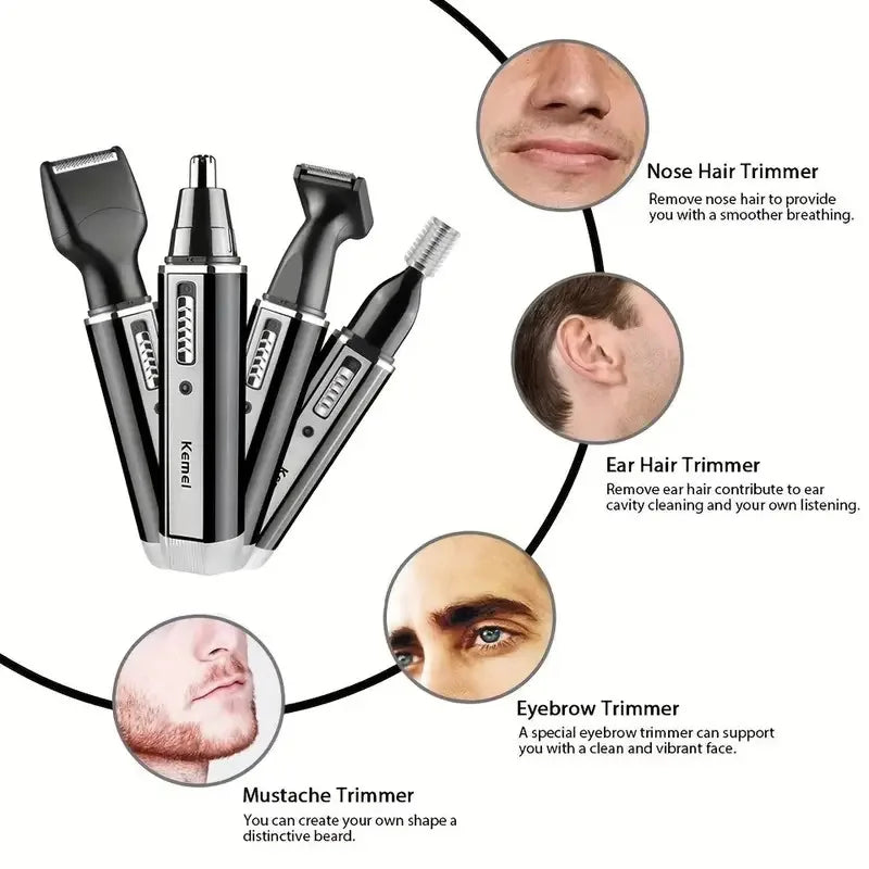 Kemei-6630 Nose Hair Trimmer For Nose Ear Cleaner Rechargeable Nose