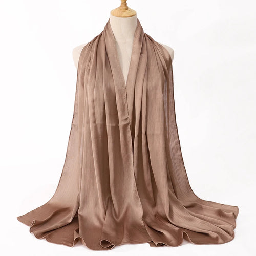 FASHION Medine silk CRINKLED SATIN SILK HIJABS WOMEN LONG SOLIDER