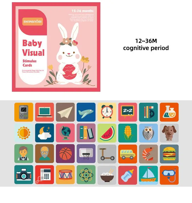 Baby Visual Stimulation Cards Montessori High Contrast Flash Card