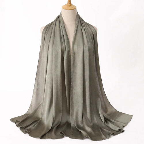 FASHION Medine silk CRINKLED SATIN SILK HIJABS WOMEN LONG SOLIDER