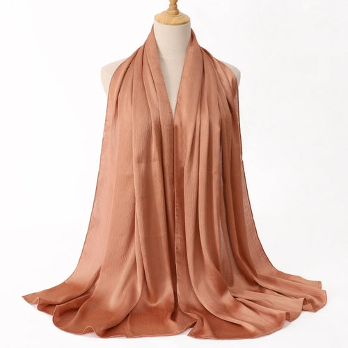 FASHION Medine silk CRINKLED SATIN SILK HIJABS WOMEN LONG SOLIDER