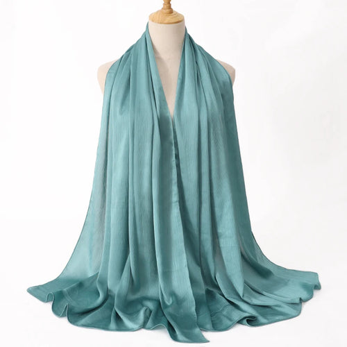 FASHION Medine silk CRINKLED SATIN SILK HIJABS WOMEN LONG SOLIDER